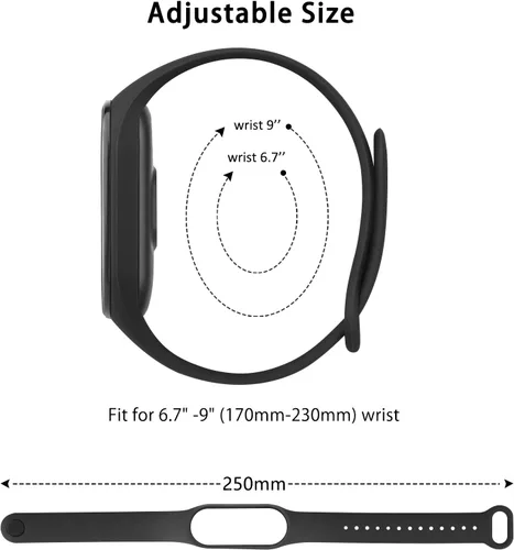 Miniatura 5 de Wanme Bandas compatibles con Xiaomi Mi Band 7 Correa de repuesto para mujeres y hombres, correa deportiva de silicona suave para Xiaomi Mi Band 7