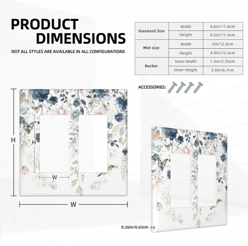 Miniatura 94 de Decorative Outlet Covers Blue Background White Cat Daisy Floral 2-Gang 1-Gang Wall Plate Single Toggle/Rocker Farmhouse Style Light Switch Covers