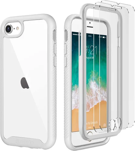 CellEver Funda transparente de cuerpo completo para iPhone SE 2020 iPhone 7/8, protección resistente con parachoques de TPU antideslizante y [2