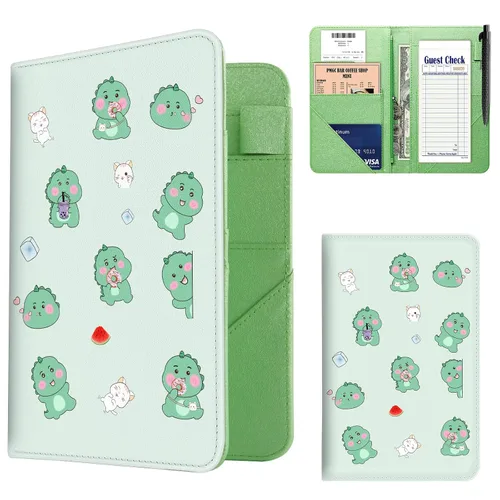 Miniatura 14 de Libro de Servidor, Libros de Servidor de Cuero PU para Mesera, Libro de Mesera con 1 Bolsillo con Cremallera, Billetera de Mesero con 9 Bolsillos