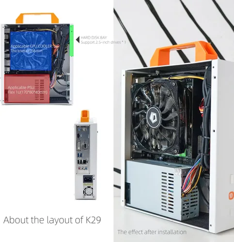 Miniatura 6 de SGPC Caja Mini Itx - Nuevo K29 (Acero), 2 Manijas que Pueden Instalarse, Panel Ventilado - 2 Paneles Laterales de Acero y 1 Acrílico / Caja SFF