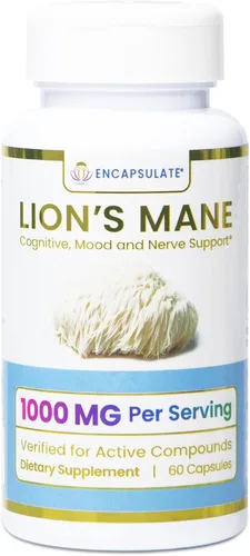 ENCAPSULATE Lion's Mane Cápsulas Extracto 8:1 – Extracto de hongo orgánico 8:1 cuerpo fructífero de primera calidad – Suplemento de hongos