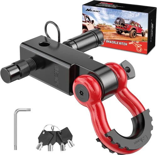 Miniatura 41 de Nilight Receptor de enganche de grillete de 2 pulgadas, 45000 libras, resistencia a la rotura, grillete de anillo en D de 3/4 pulgadas con pasador