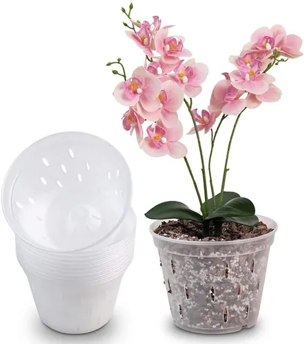 Miniatura 3 de 4 macetas de plástico transparente de 4.3 in para orquídeas, macetas pequeñas de jardín transparentes, macetas de inicio de semillas con agujeros