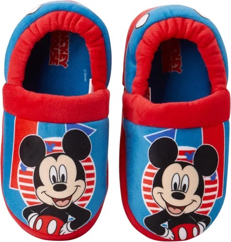 Disney Pantuflas de Mickey Mouse para niños, acogedoras pantuflas de felpa mullidas antideslizantes, antideslizantes para niños (bebéniño pequeño)