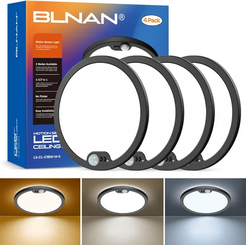 Miniatura 11 de BLNAN Lámpara de techo con sensor de movimiento con cable, 8.7 pulgadas, 3000 K, 4000 K, 5000 K, seleccionable, lámpara LED de montaje empotrado
