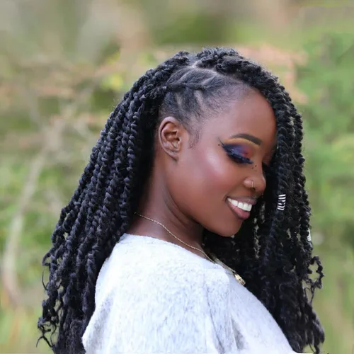 Miniatura 26 de TOYOTRESS Tiana Passion Twist Hair - Cabello Passion Twist de 16 pulgadas, trenzas pretrenzadas de ganchillo negro natural, extensiones de cabello 1b