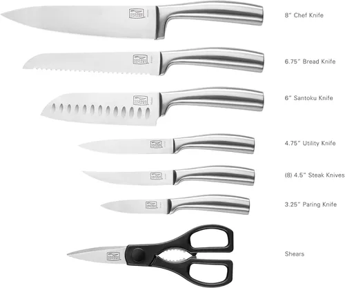 Miniatura 2 de Chicago Cutlery - Juego de cuchillos Malden (16 piezas) con bloque de cocina de madera y afilador incorporado, mangos contorneados y juego de Acero