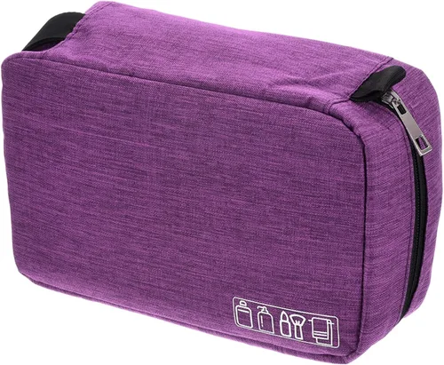 Miniatura 8 de PATIKIL Neceser de viaje, organizador de maquillaje portátil, bolsa de aseo impermeable con gancho para colgar para hombres y mujeres, Gris