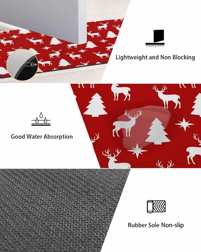 Miniatura 3 de Tapete de baño con alce navideño para bañera, antideslizante, de secado rápido y absorbente, tierra de diatomeas, ducha, fregadero, dormitorio