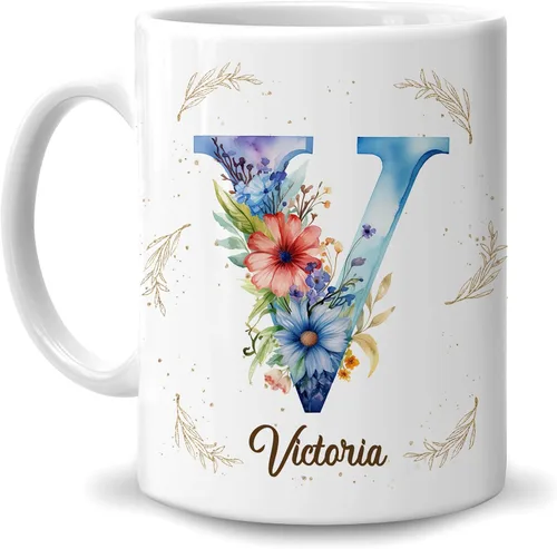 Miniatura 13 de Hyturtle Taza de café personalizada con inicial con nombre, monograma de cumpleaños, regalos de Navidad para niñas y mujeres, letra A del alfabeto