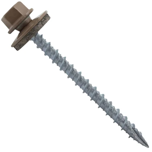 Miniatura 62 de 10 tornillos para techos de metal gris ABC de 2-1/2 pulgadas, cabezal de arandela hexagonal, arranque automático/roscado, arandela EPDM. 1 bolsa