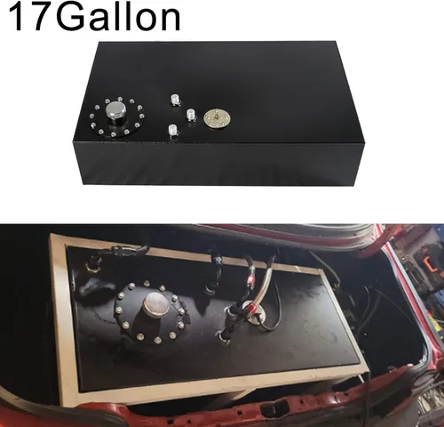 Miniatura 4 de Tanque Universal de Celda de Combustible de 17 Galones 64L de Aluminio con Tapa y Sensor de Nivel Negro Pulido