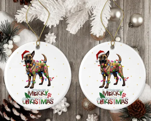 Miniatura 2 de Adorno belga de Malinois, adorno de Feliz Navidad, regalo de adopción de perro, primer adorno de Navidad, adornos conmemorativos para perros