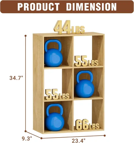 Miniatura 3 de Organizador de almacenamiento con panel trasero cerrado, estantes de madera de 13.5 pulgadas para cubículos, resistente, estantería para sala