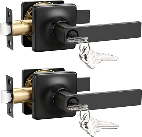 Miniatura 10 de GOBEKOR Paquete de 1 manija de paso, manijas de puerta negras para cerradura de puerta de armario, manija de puerta interior sin llave con cerradura