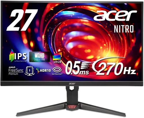 acer 27 "WQHD Amplio ángulo de visión IPS mate Ergo Stand 270Hz 0.5ms (GGTG) AMD FreeSync Premium sRGB99% HDR10 Negro Boost Blue Light Shield HDMI