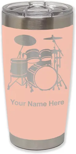Miniatura 30 de LaserGram Vaso aislado al vacío de 20 onzas, juego de batería, grabado personalizado incluido (negro)