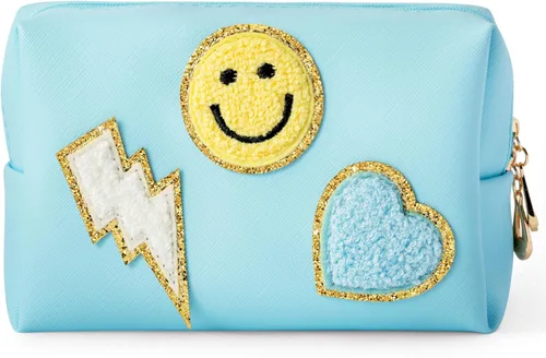 Miniatura 16 de LieToi Preppy Patch - Bolsa pequeña de cosméticos para artículos de tocador, de piel sintética, impermeable, portátil, bolsa organizadora de viaje
