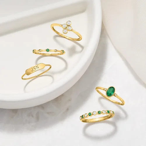 Miniatura 4 de RS Pure by Ross-Simons Anillo de oro amarillo de 14 quilates con detalles de diamantes y piedras preciosas