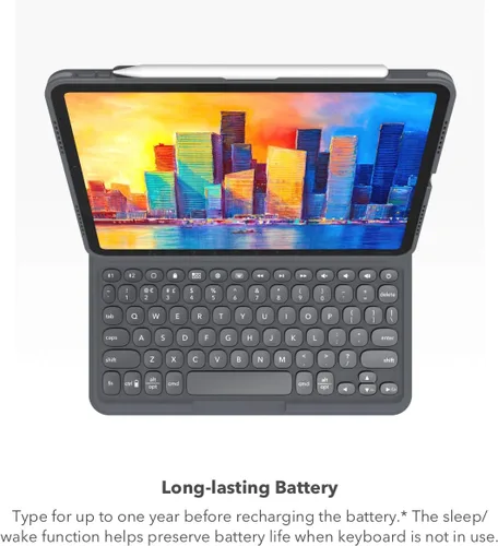 Miniatura 4 de ZAGG Pro Keys - Funda desmontable y teclado inalámbrico para Apple iPad de 10.2 pulgadas (Gen 9, 8, 7) - Emparejamiento Bluetooth, teclas