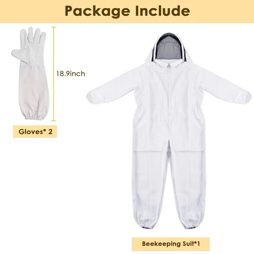 Miniatura 4 de Traje de abeja profesional para hombres y mujeres con guantes, traje de apicultura de cuerpo completo con capucha ventilada, traje de abeja