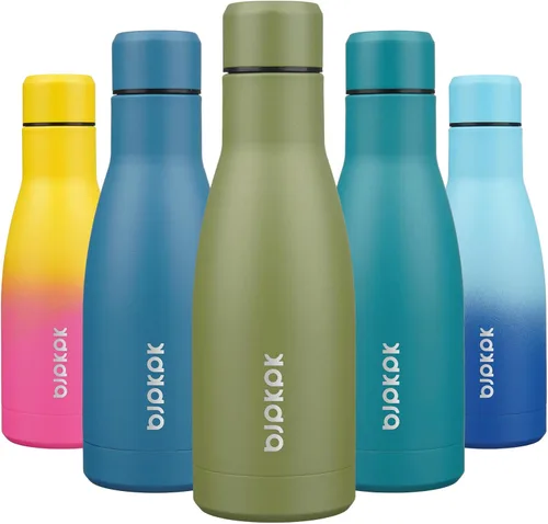 Miniatura 24 de BJPKPK Botellas de agua de acero inoxidable con aislamiento de 17 onzas, mantiene el frío y el calor, brillante oro rosa Oro rosa brillante