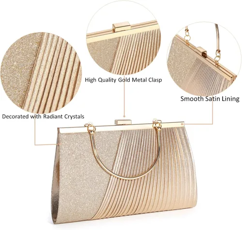Miniatura 7 de Bolsos de noche para mujer con lentejuelas y purpurina bolsos de mano para mujer bolso de sobre bolso formal de boda fiesta de graduación