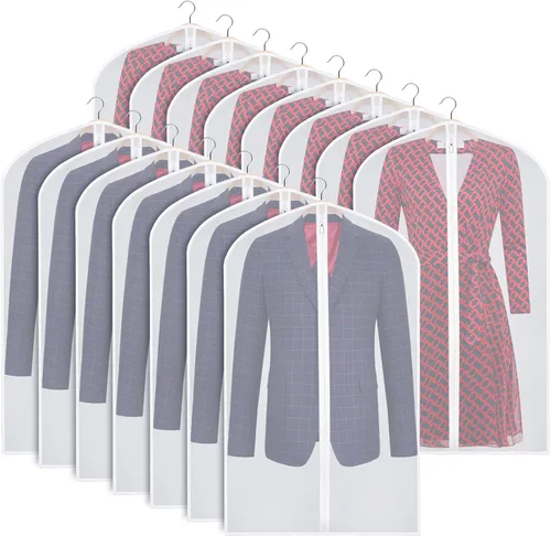Miniatura 8 de Zilink Bolsas de ropa transpirables para abrigo de piel de 43", bolsas de traje para almacenamiento en armario, fundas transparentes para chaqueta