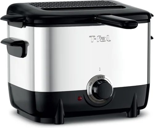 T-fal Mini freidora, freidora de acero inoxidable con canasta, 1 litro, control de temperatura versátil, 900 vatios, control de temperatura, fácil