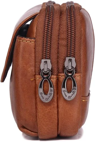 Miniatura 4 de Leather Phone Belt Bag Holster Pouch for Men Loop Flip Coin Purse Case Cell Phone Waist Pack Pouch Case