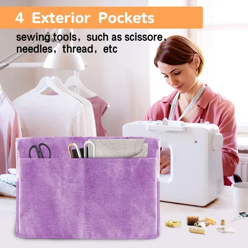 Miniatura 7 de Funda para máquina de coser Boczif con bolsillos de almacenamiento para accesorios y asa lateral, funda protectora contra el polvo compatible