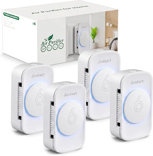 JOSTART Ionizador de aire para el hogar, 6 emisores de iones negativos (purificación 3X), purificador de aire enchufable para espacios pequeños/sala