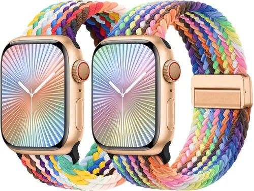 Miniatura 17 de Bandas elásticas trenzadas con cierre magnético compatibles con Apple Watch de 1.496 pulgadas, 1.575 pulgadas, 1.614 pulgadas, 1.654 pulgadas, 1.732