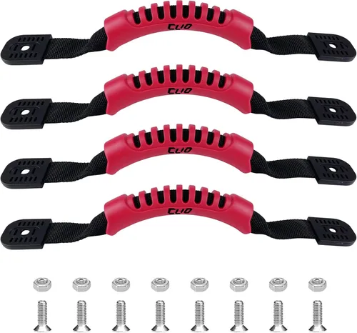 Miniatura 7 de Paquete de 4 asas de transporte de kayak para percepción del océano, agua, deportes al aire libre, canoa, barco, kayak con tornillos Negro