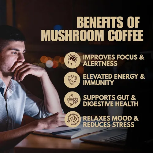 Miniatura 7 de Spark - Café instantáneo orgánico de hongos USDA – 30 porciones y 7.4 onzas – 7 hongos adaptogénicos – Café instantáneo para concentración