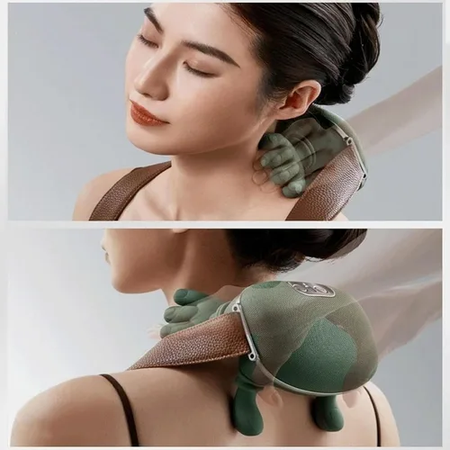 Miniatura 2 de Almohada masajeadora de cuello, masajeador de cuello, con ajuste de 3 velocidades, almohada de masaje eléctrica, para mujeres y hombres (1 juego)