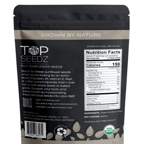 Miniatura 2 de Top Seedz Semillas de girasol crudas orgánicas certificadas por la USDA, frescas y sin sal, sin cáscara, sin gluten, sin nueces, veganas, kosher