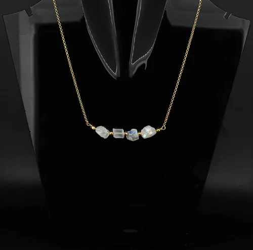 Miniatura 16 de Gempires Natural Raw Bar Crystals Pendant Necklace Handmade Jewelry 22 inch Adjustable Chain
