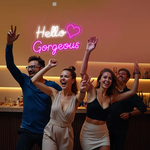 Miniatura 3 de Letreros de neón Hello Gorgeous para decoración de pared, con interruptor de atenuación - para dormitorio de niñas, decoración de cuarto