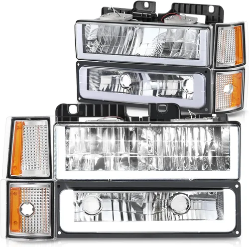 Miniatura 9 de DNA Motoring Conjunto de faros delanteros (lado del conductor y del pasajero), Compatible con 92-99 Chevy GMC C/K 1500 2500 Suburban Yukon