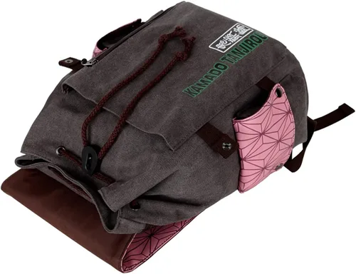 Miniatura 5 de GLOOMALL Mochila de anime japonés bolsa de hombro de lona con cordón bolsa de viaje Nezuko Kamado