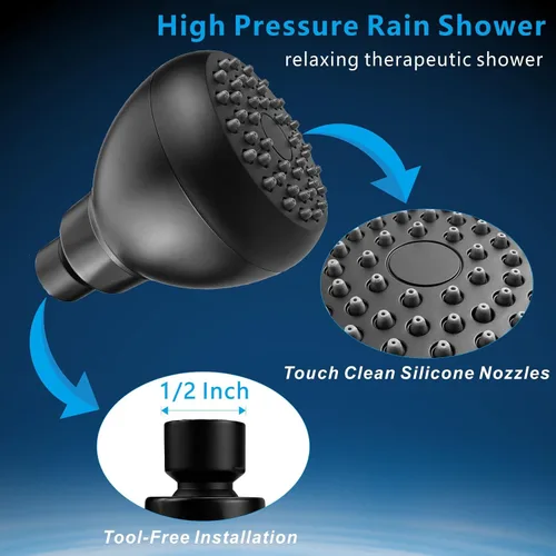 Miniatura 4 de Cabezal de ducha de alta presión, potente cabezal de ducha que aumenta la presión del baño, reemplazo universal perfecto para cabezales de ducha