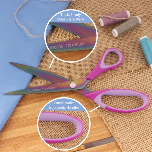 Miniatura 3 de JubileeYarn - Juego de tijeras de titanio Softgrip - Rosado, costura, arte, manualidades, oficina, 1 juego de 4 unidades, color morado 4 piezas
