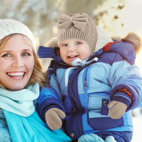 Miniatura 27 de SATINIOR 3 Set Toddler Hat Glove Set, Kids Winter Hats Warm Knitted Beanie Mittens Gloves with Bow for Baby Girls Boys 0-6Y