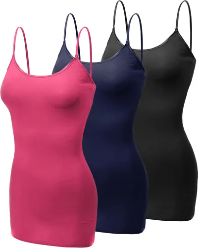 Miniatura 155 de Emmalise Camisola larga casual básica para mujer, con tirantes ajustables, top en capas