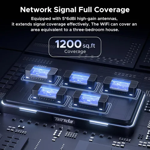 Miniatura 4 de Tenda Enrutador WiFi 6, AX3000 Router inalámbrico Gigabit de doble banda para el hogar, 4 puertos Gigabit, fácil configuración, soporte VPN