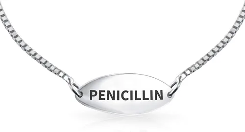 Miniatura 26 de Pulsera de identificación médica grabable con forma de corazón ovalada o doble en blanco, para adolescentes, para él o ella, hijo e hija, plata