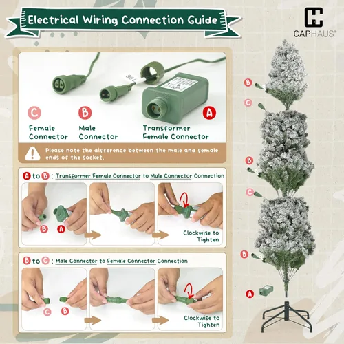 Miniatura 9 de CAPHAUS 4.5 pies Árbol de Navidad artificial preiluminado con nieve esmerilada, 200 luces LED y 398 puntas, árbol de Navidad falso con soporte