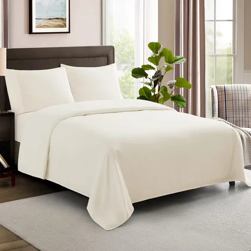 Miniatura 8 de Sábanas de tamaño Queen 100% algodón, hechas en Egipto, suaves de 600 hilos para colchón de cama tamaño Queen, juego de sábanas y fundas de Blanco